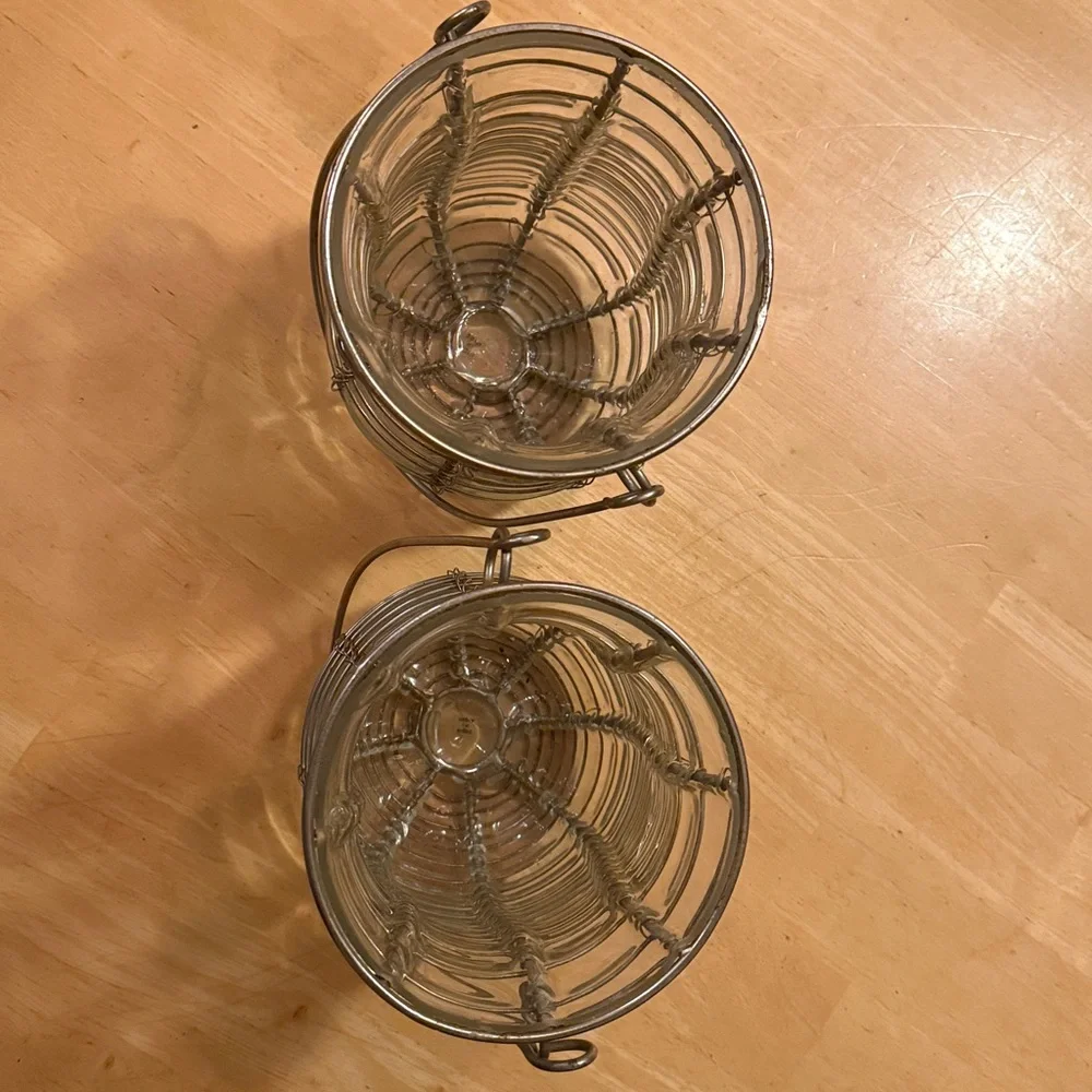 😎Glass and Metal Wire Candle Holders